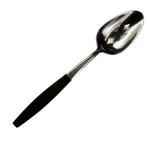 Vintage Kingston Slotted Spoon With Black Molded Handle Stainless Steel MCM